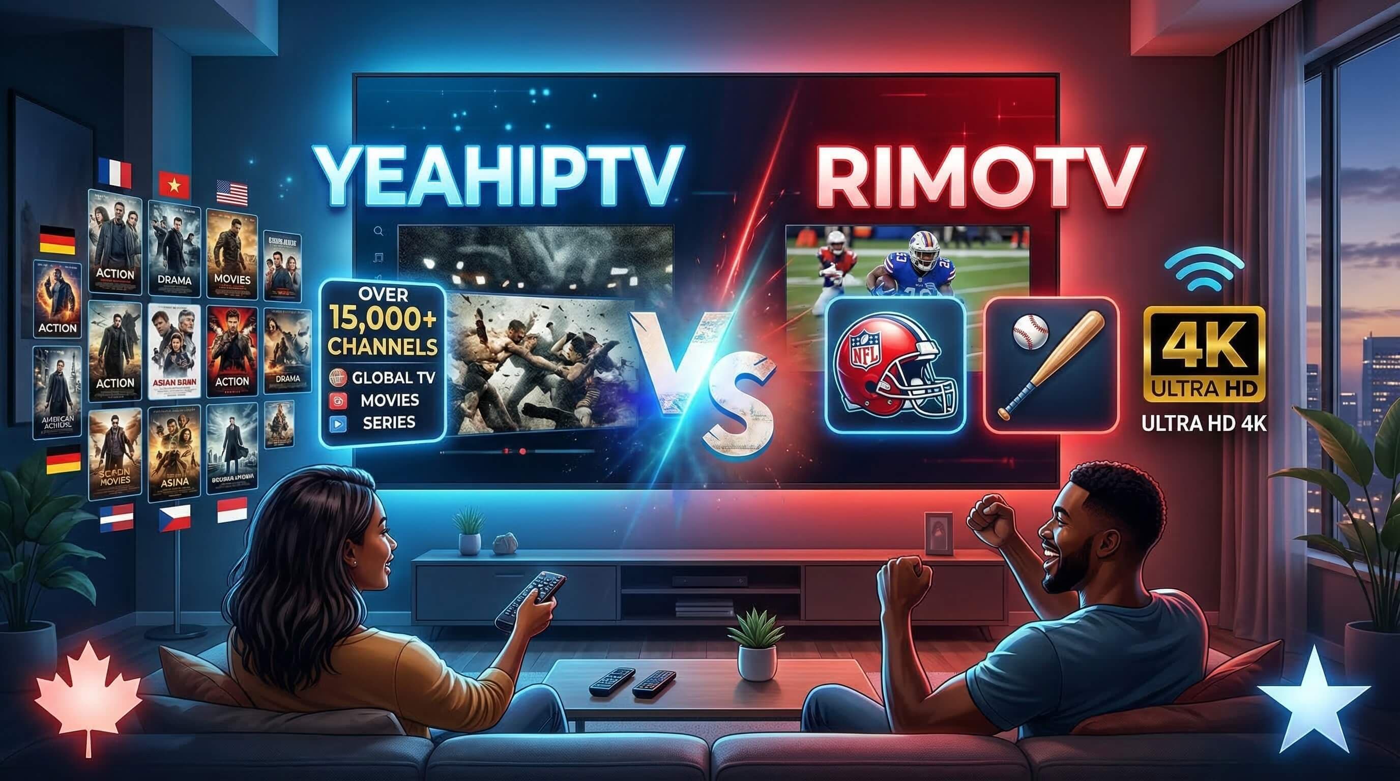 YeahIPTV vs RimoTV: Best 4K IPTV in USA & Canada